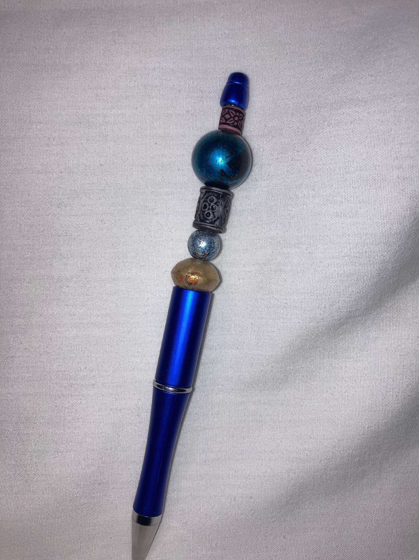 Blue Hand Beaded Pen