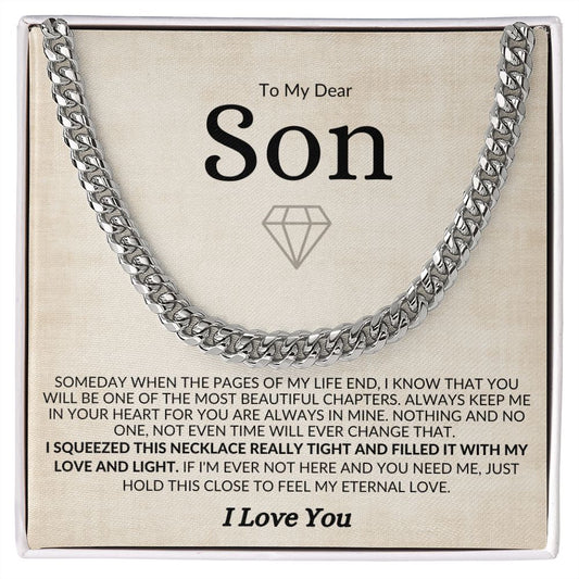 Son | Love Eternal Gem | College Gift | Birthday Gift | Back To School | Cuban Link Chain