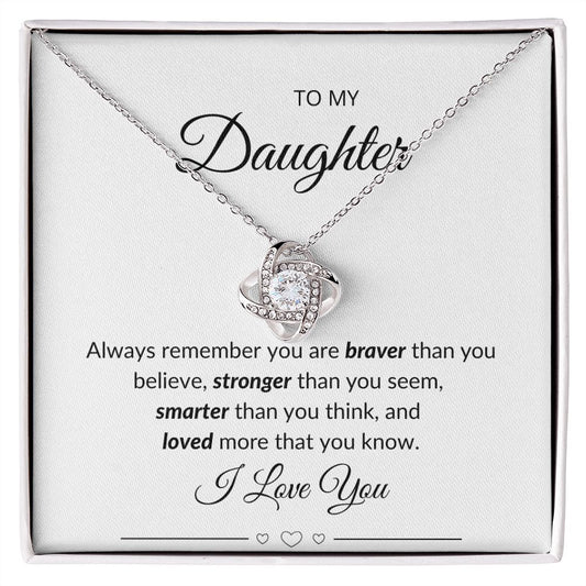 Daughter Brave Strong Smart | Love Knot Necklace