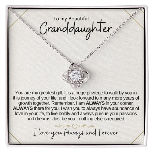 Granddaughter Always | Birthday Gift | College Gift | Wedding Gift | Love Knot Necklace