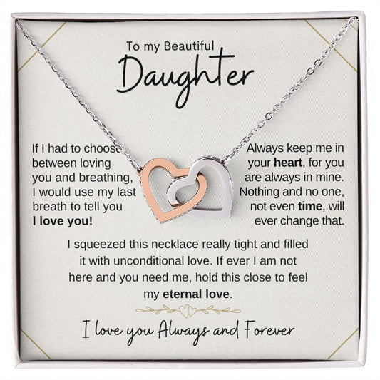 Daughter Necklace | Wedding Gift | Birthday Gift | College Gift | Interlocking Hearts Necklace