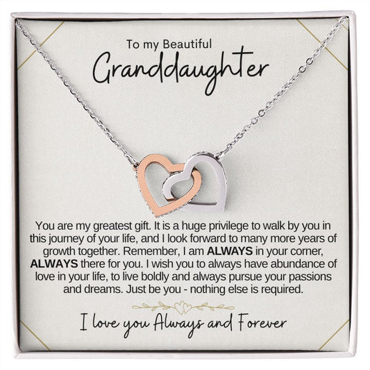 Granddaughter Greatest Gift | Wedding Gift | Birthday Gift | College Gift | Interlocking Necklace