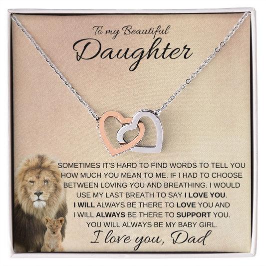 Daughter Necklace Love Dad | Wedding Gift | Birthday Gift | College Gift | back to School | Interlocking Hearts Necklace