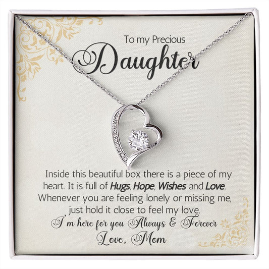 To My Precious Daughter - Love Mom - Beautiful Message Card Gold