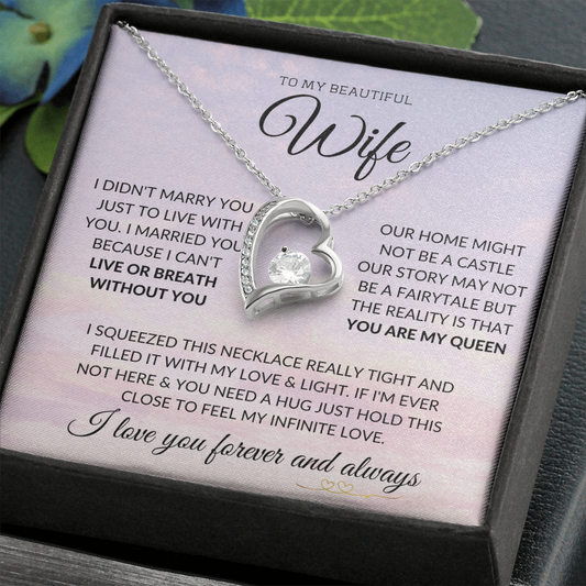 Beautiful Wife Necklace | Necklace for Wife | Gift for Wife | Anniversary Gift | Wedding Gift | Heart Necklace | Forever Love Necklace