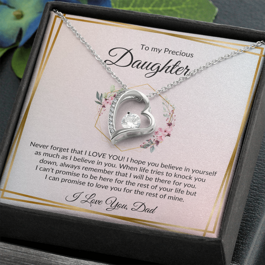 Daughter - Love Dad | Wedding Gift | Birthday Gift | College Gift | Forever Love Necklace